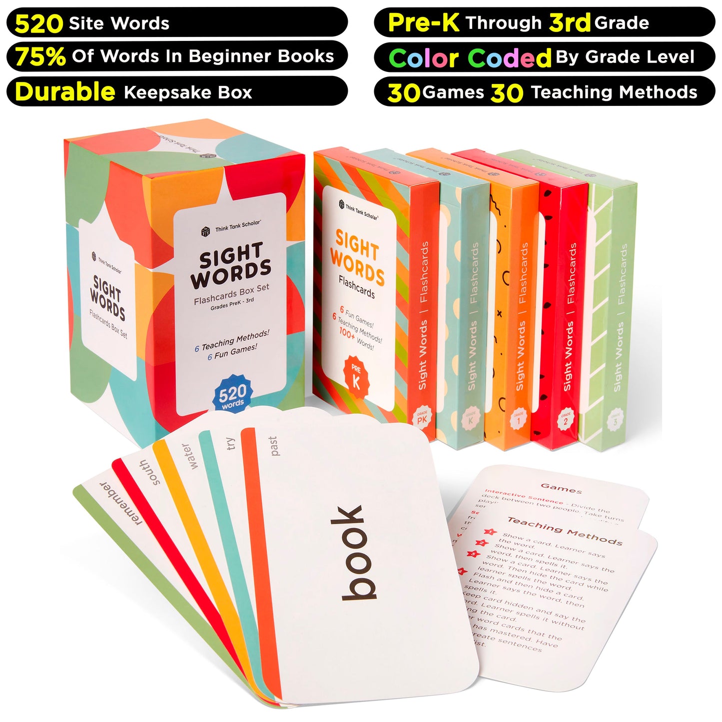 500+ Sight Words Flash Cards Bundle (Preschool, Kindergarten, 1St, 2Nd & 3Rd Grade) Fry & Dolch High Frequency Site Word Set