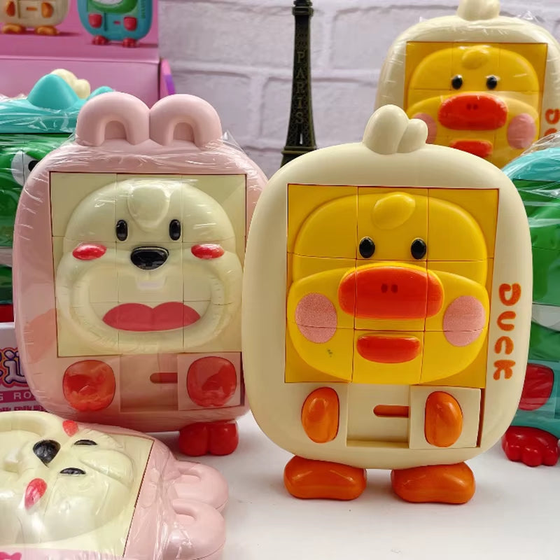 Cartoon Animal Slide Puzzle Games Kids Brain Teaser Puzzles Travel Toys Educational Smart Logic Board Game for Children Ages 2-6