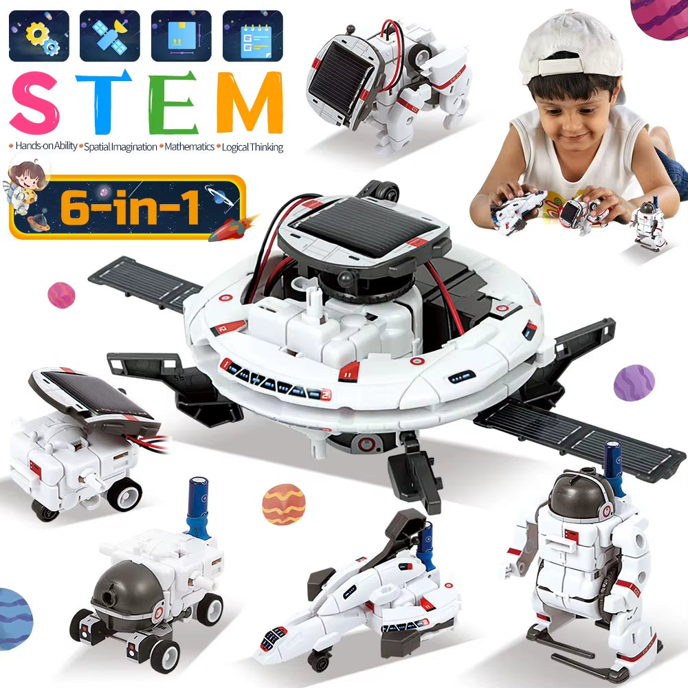 6In 1 Solar Robot Kits Educational Toys STEM Technology Learning Block Spaceship Robotics Scientific Toy for Kids Children Gifts